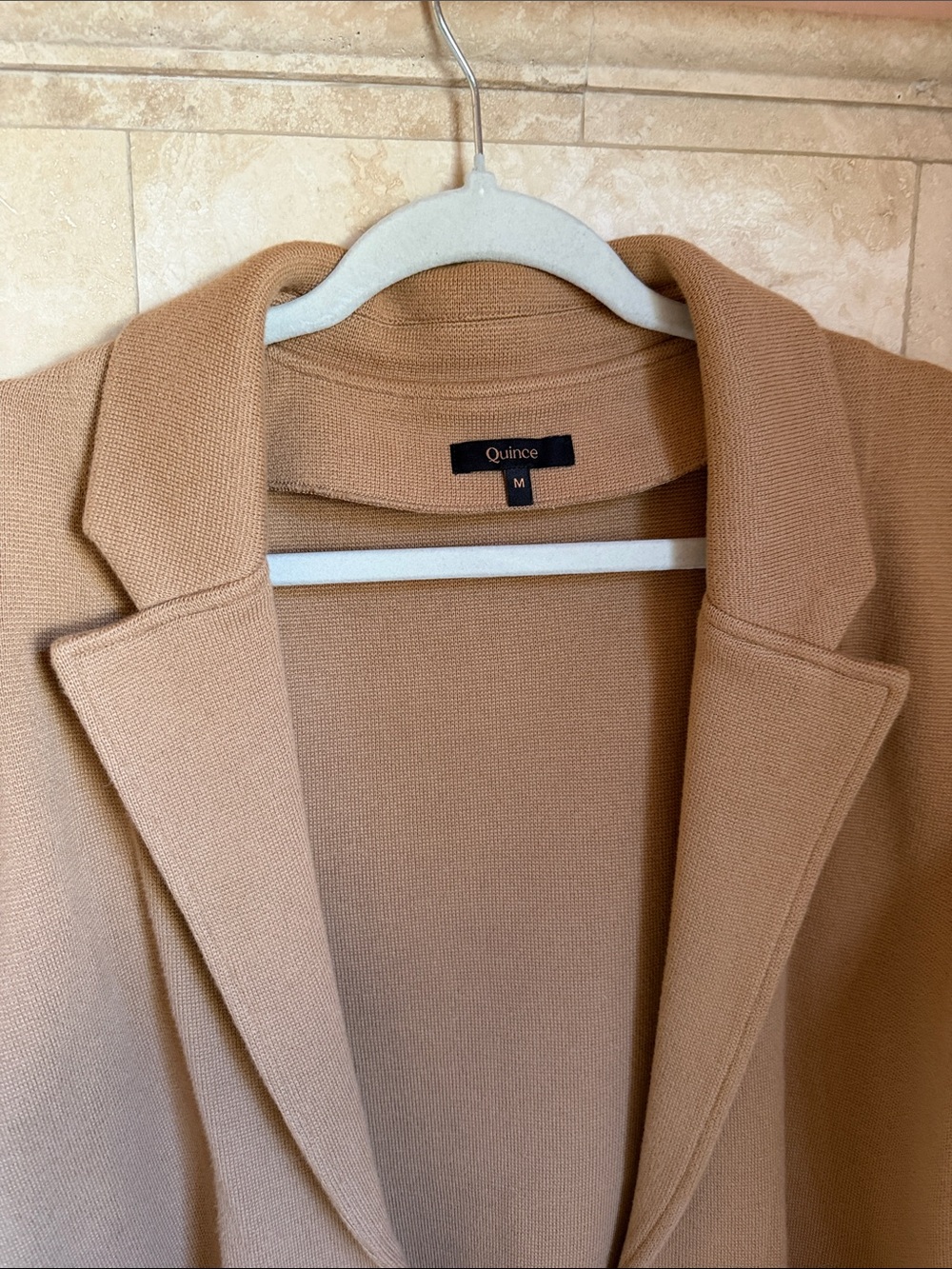 Quince Women's Camel Cotton knit Blazer - size M
